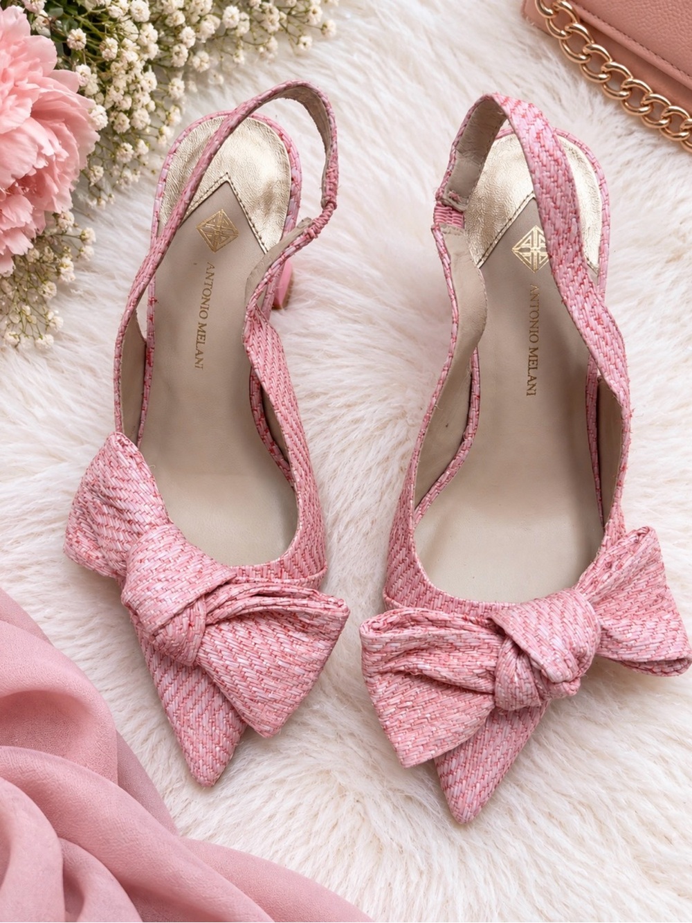Lenore Raffia Bow Slingback Pumps